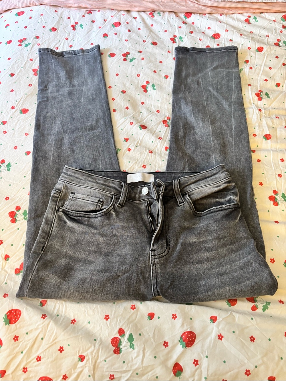 VERVET High-Rise Gray Straight Jeans